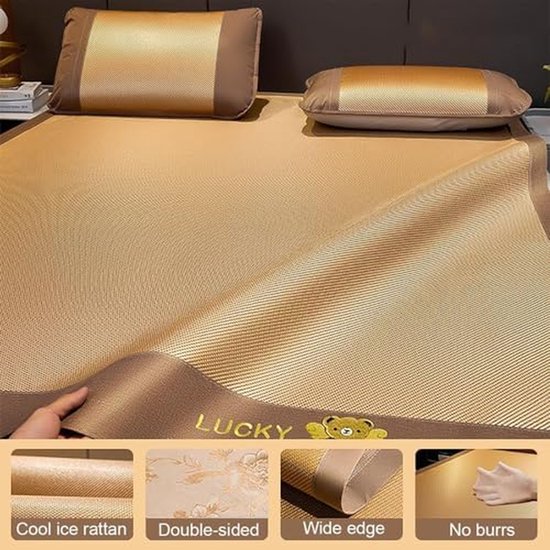 Koelmatras - Zomer mat - Koel slapen - Ademend rotan - 90x200cm - Oranje — afbeelding 4