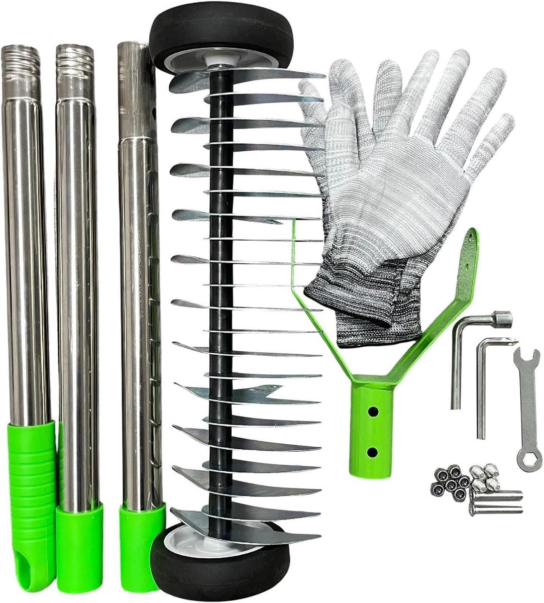 Gazonhark - Tuingereedschap - Gazon Onderhoud - Verstelbare Handgreep - 120 cm - Groen