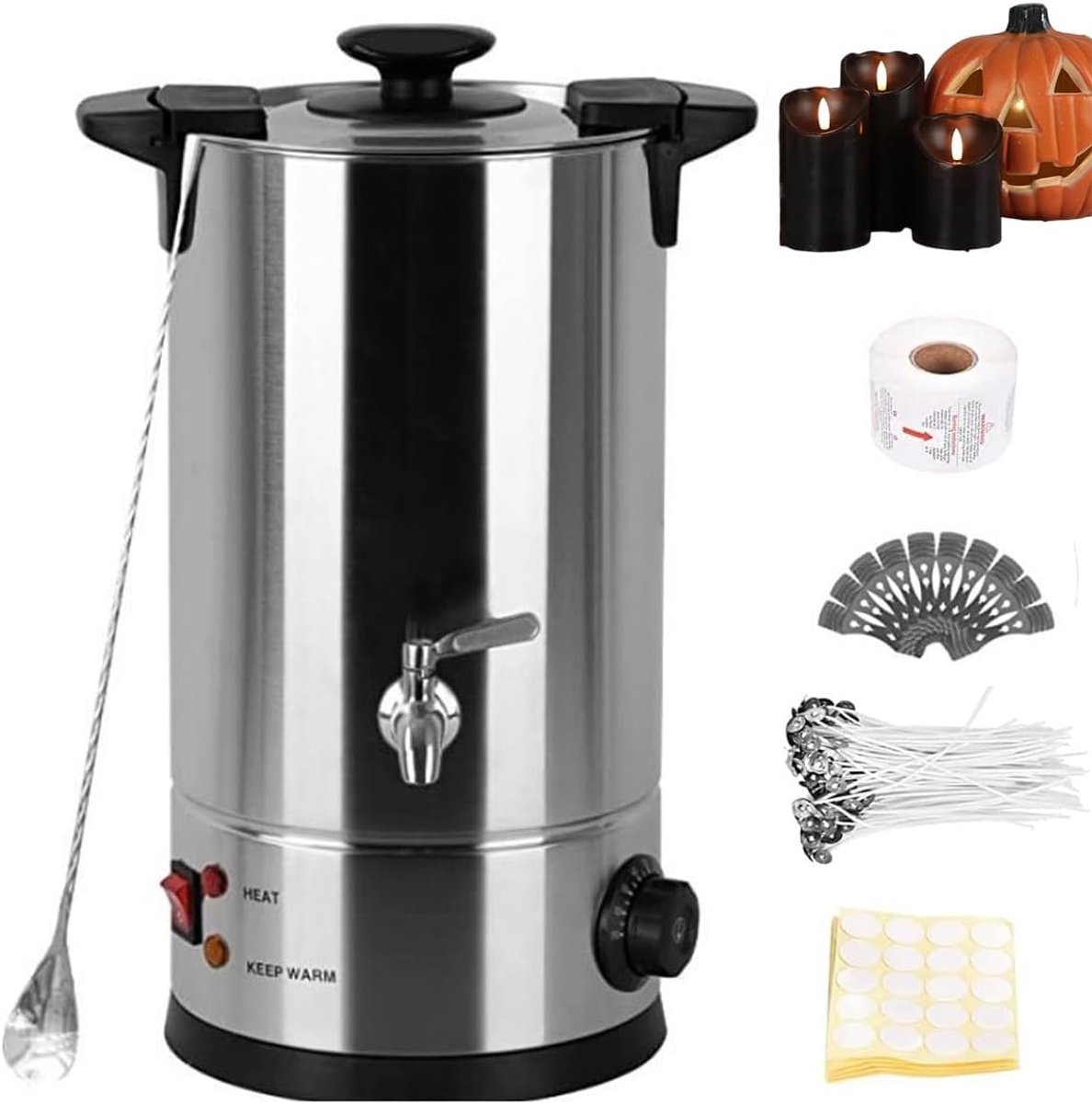 Wax Smelter - Kookpot Set - Kaarsen Maken - 9 Temperatuurstanden - 8 Liter - Zilver