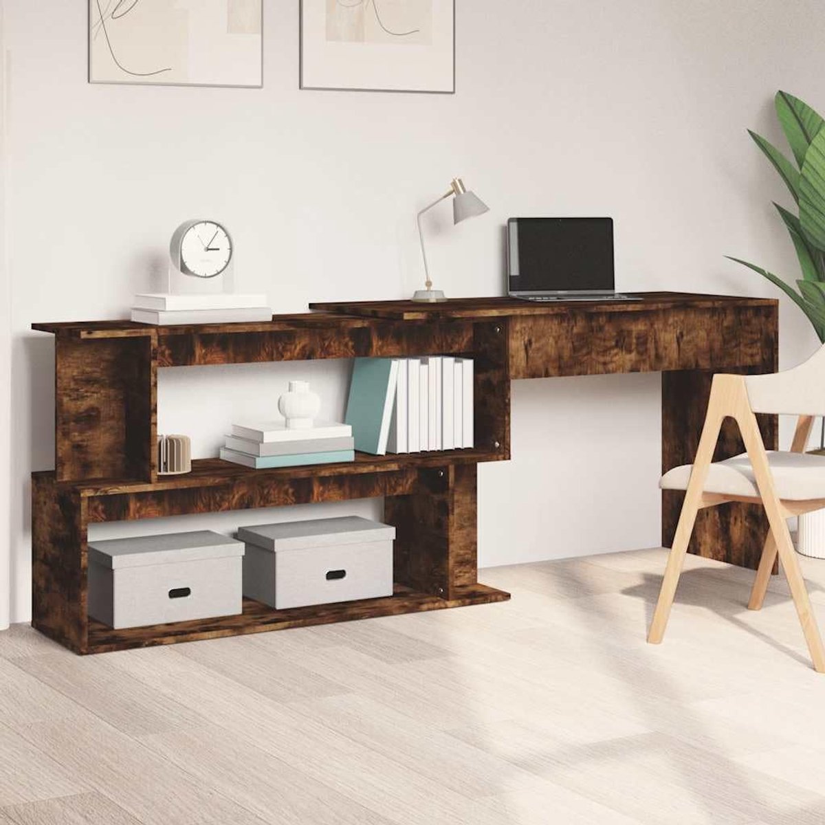 Hoekbureau - Werktafel - Efficiënt Werken - Draaibaar Design - 200 x 50 cm - Roestbruin
