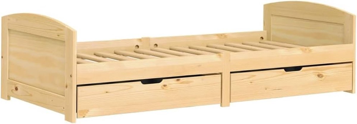 Slaapbank met lades - Bank bed - Gastvrijheid - Massief hout - 90x200 cm - Bruin