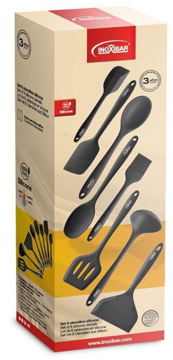 INOXIBAR – Set keukengerei 8-delig – Silicone – BPA-vrij – Zwart