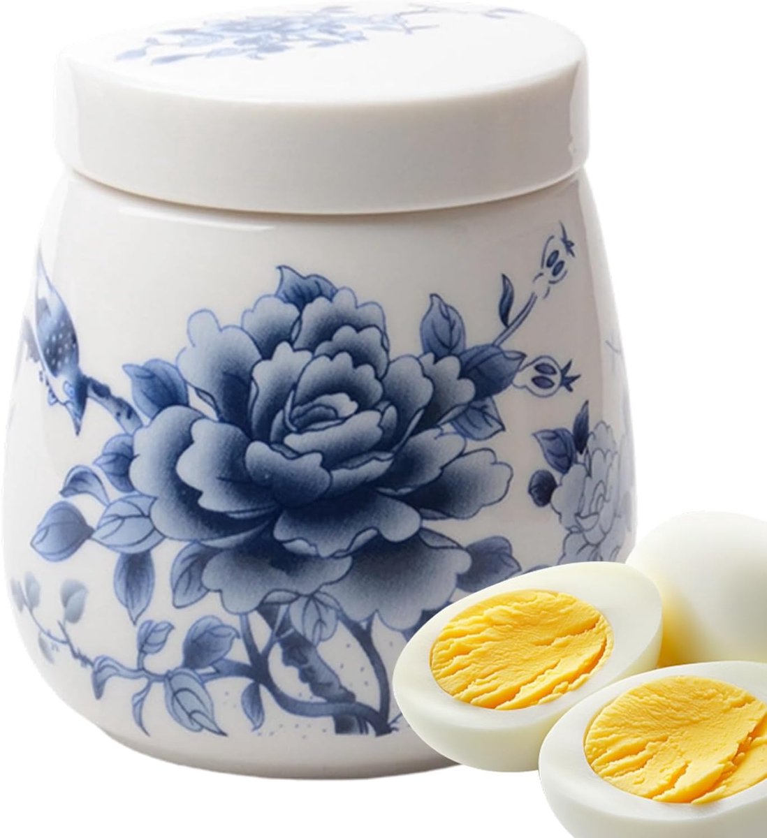 Keramische Eierdop Kookbeker Deksel Ontbijt Bereiden Morsvrij Koken 220 ml Orchidee Pioen