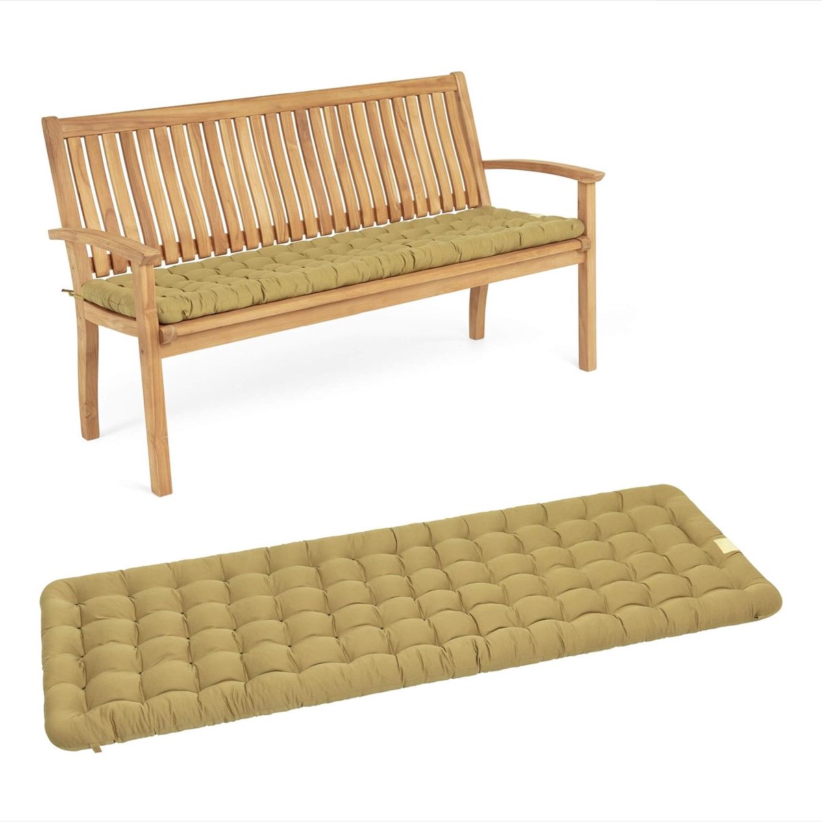 Zitkussen Tuinbank - Comfortabel Kussen - Ontspannen Zitten - Wasbaar op 95°C - 140 x 48 cm - Beige