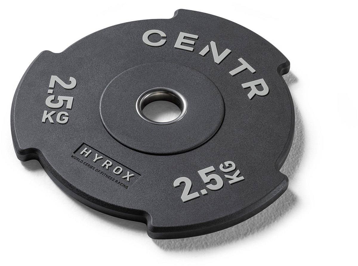 Hyrox - 2x Interlocking Bumper Plate 2.5kg - Gewicht Schijf - Sport Gewichten - Fitness - Zwart - Per Stuk