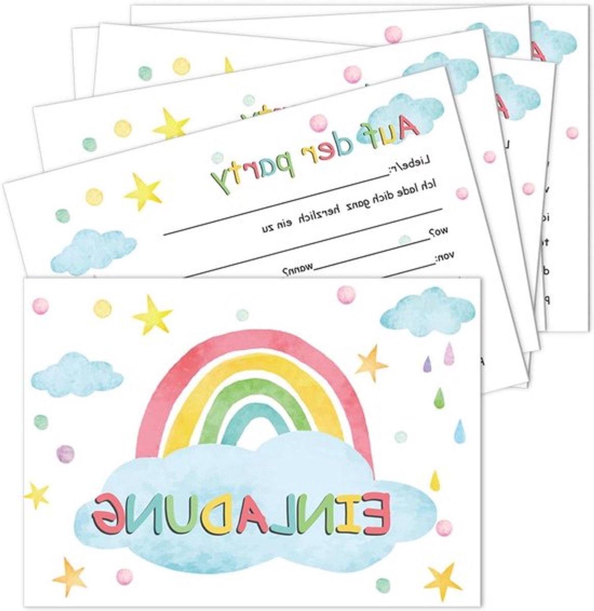Allecto Plus - Kleurrijke regenboog - Uitnodigingen kinderverjaardag