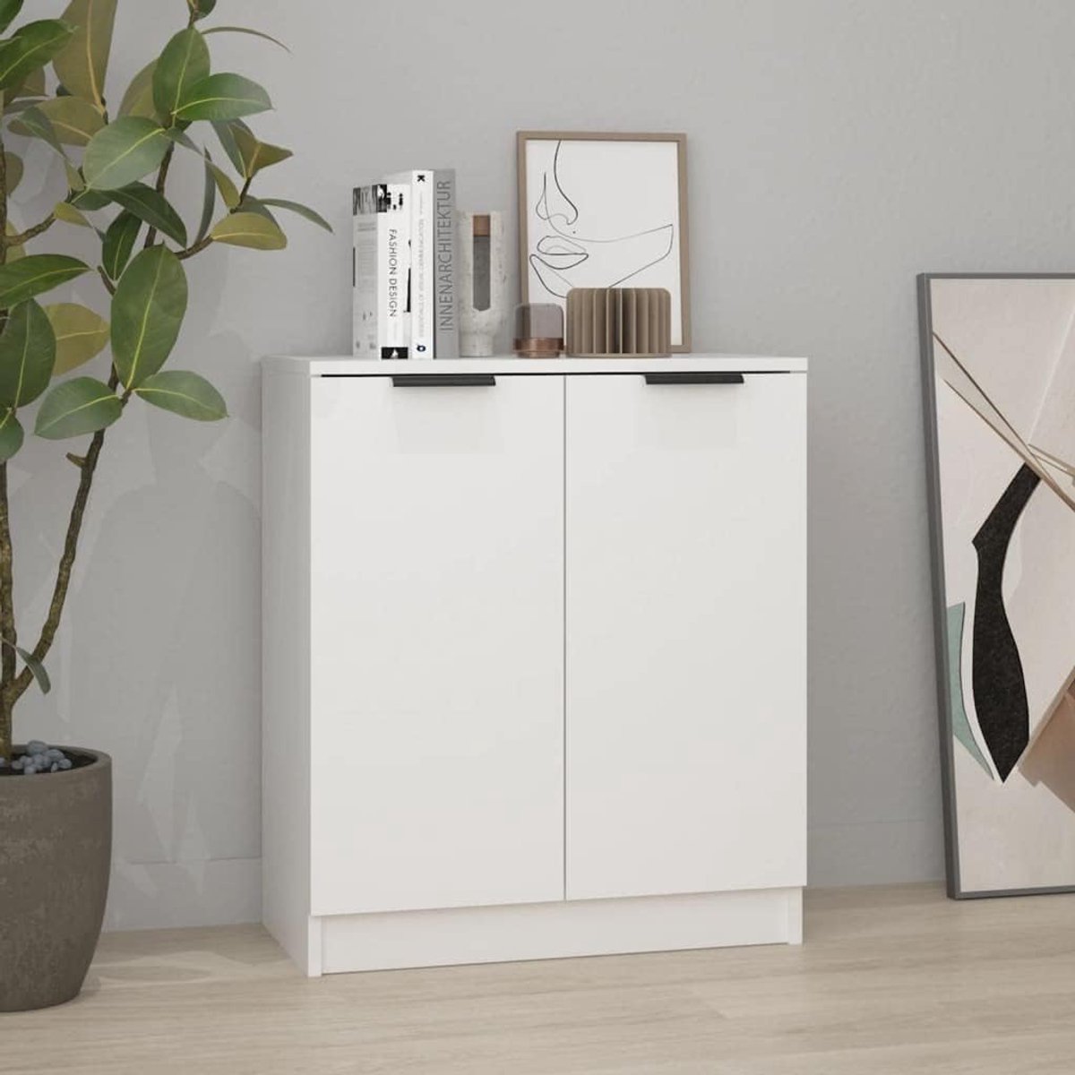 Moderne Buffetkast - Smalle Bar Kast - Keuken Opbergen - Strak Ontwerp - 60 x 30 x 70 cm - Wit