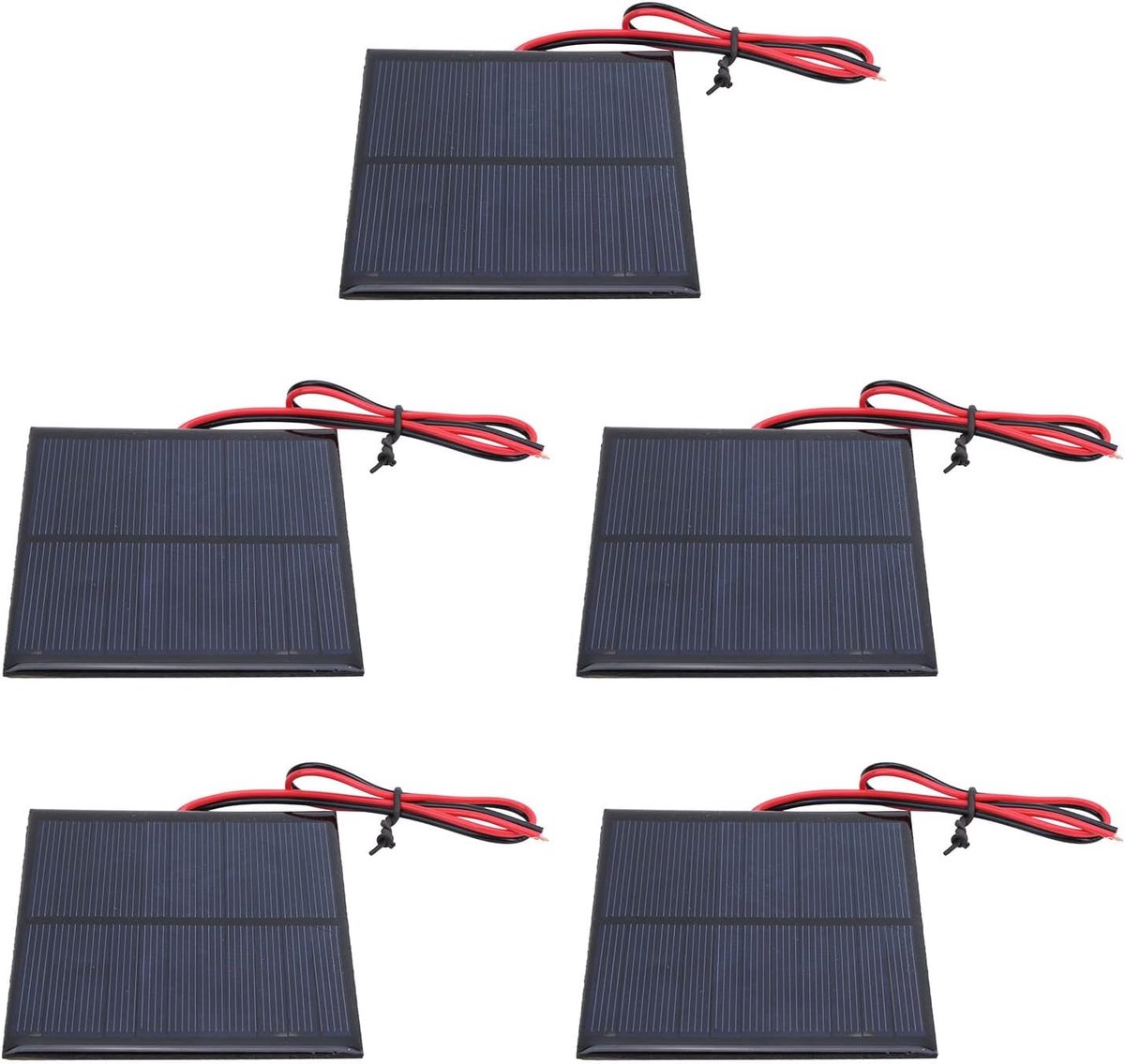 Mini Zonnecel Modules - Voedingsbord Set - Energie Opwekken - Hoge Conversie Efficiëntie - Set van 5 - Zwart