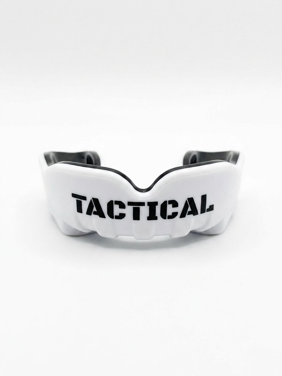 Tactical Fightwear Vechtsport Bitje - Ademend Mondbeschermer met Airflow-Gleuven & Extra Kies-Padding - Voor MMA, Kickboksen, BJJ & Boksen - Wit