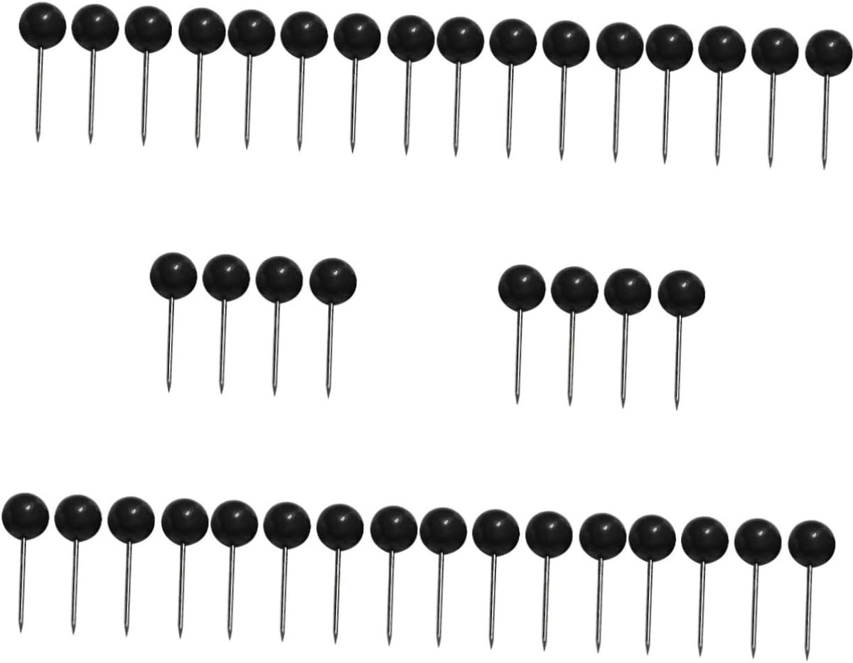 Kurkbord Spelden - Decoratie Pinnen - Kaarten Bevestigen - Ronde Plastic Kop - 100 Stuks - Zwart