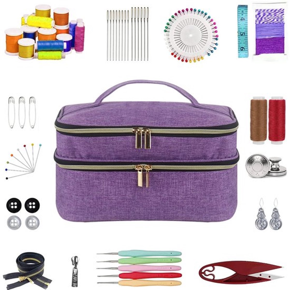 Store_8 - Opbergtas voor naai-accessoires - Grote capaciteit - Dubbellaags ontwerp