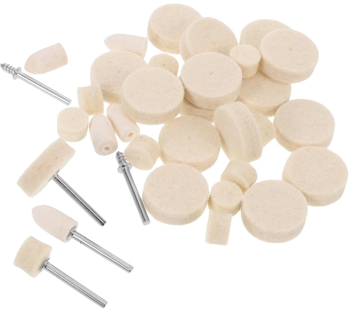 Polijstwiel Set - Schuurschijven - Precisie Polijsten - Duurzame Wolconstructie - 88 Stuks - Beige