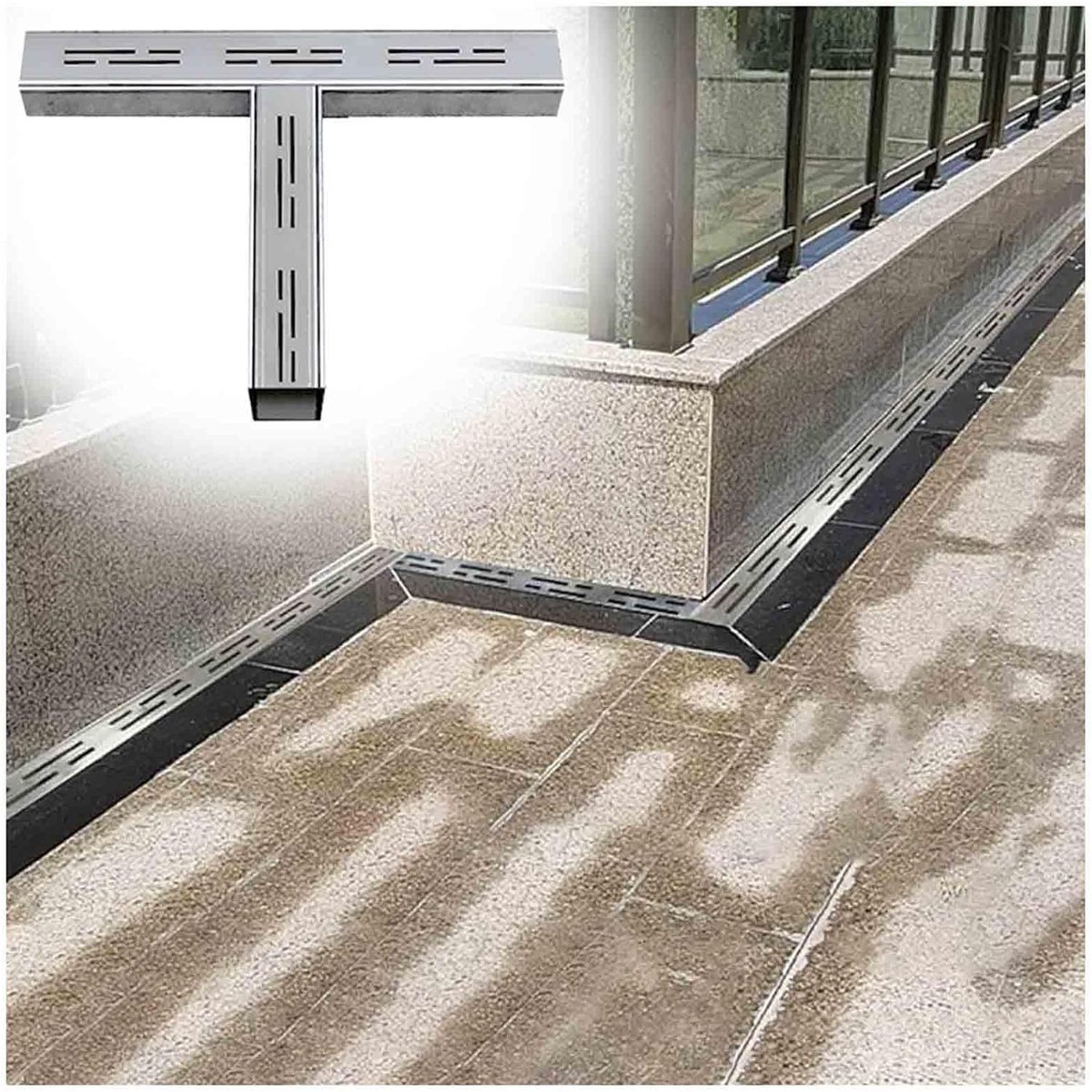 Roestvrijstalen afvoersysteem - Sleufgoot - Efficiënte waterafvoer - 304 Roestvrij staal - 100 cm lengte - Zilver