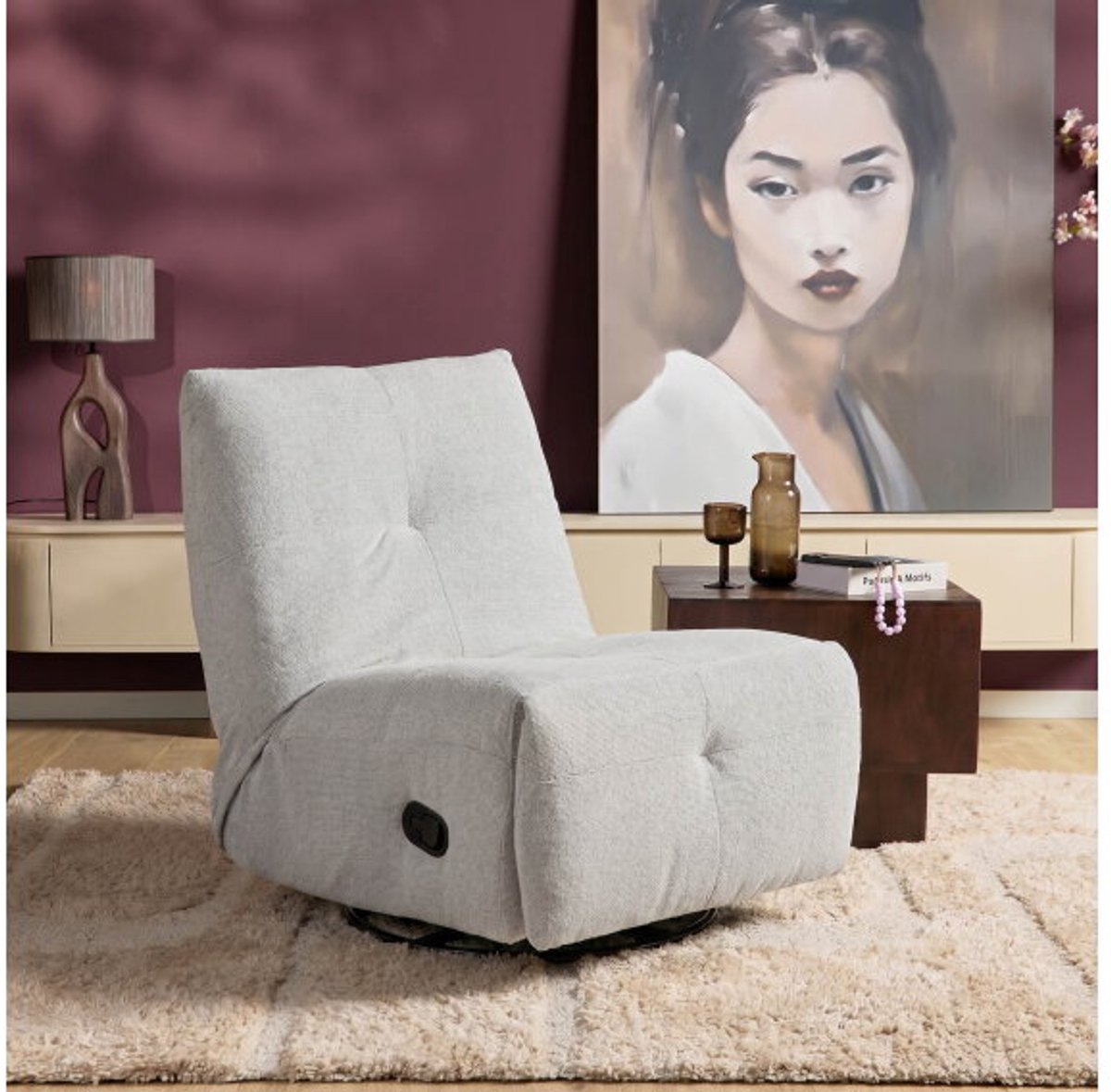 Starfurn Relaxfauteuil Lazy - pixie Light Grey - Draaibaar & verstelbaar - 82x103x96 cm Lichtgrijs
