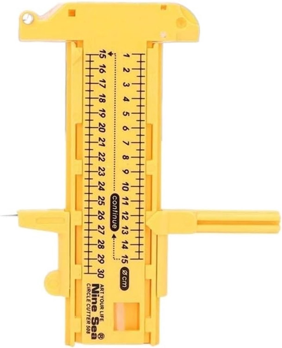 Cirkelsnijder Kompas - Papier Snijder - Handmatig Knutselen - Verstelbare Snijmaat - 10-300mm - Geel