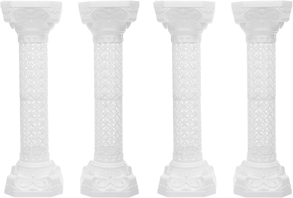 Romeinse Zuilen - Decoratieve Pilaren - Feestelijke Decoratie - Verstelbare Hoogte - 2 stuks 88 cm - Wit
