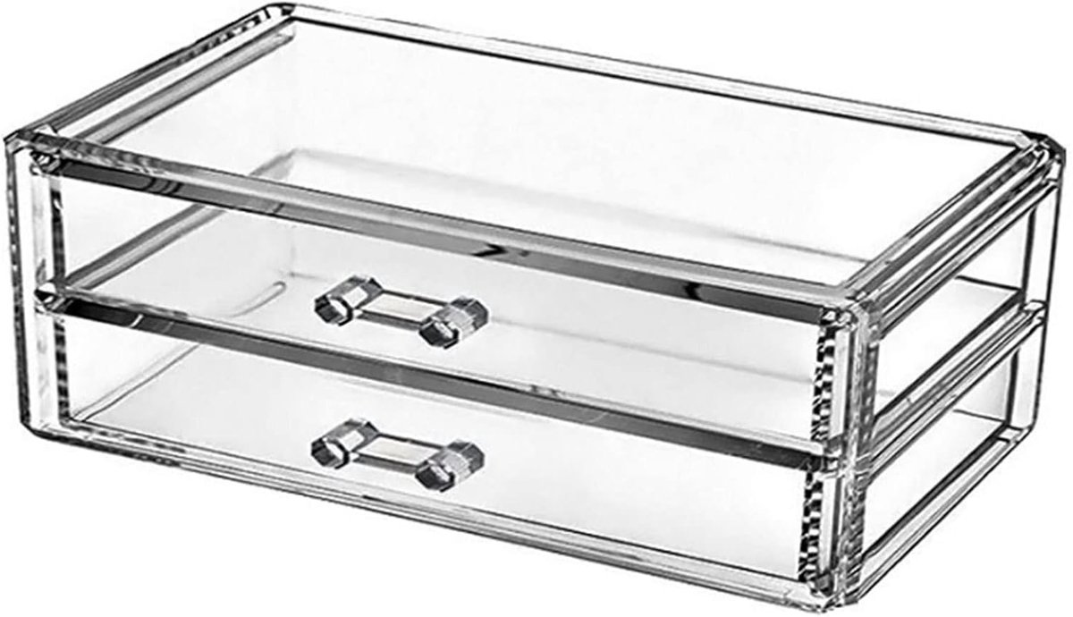 Lade Opberger - Cosmetica Organizer - Bureau Opruimen - Transparant Acryl - 2 Laden - Helder