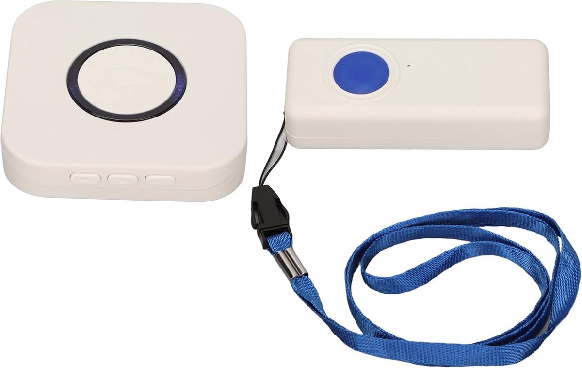 Zorgoproeper Pager - Alarm Systeem Senioren - Hulp Inroepen - 330 Meter Draadloos - IP55 Waterdicht - Wit