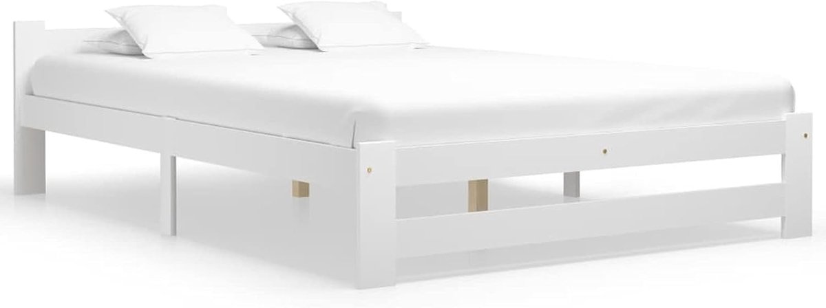 Tweepersoonsbed Hout - Houten Bedframe - Slaapkamer Inrichten - Massief Grenenhout - 160 x 200 cm - Wit