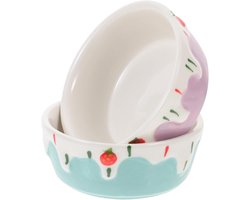 Keramische Voerbakjes - Voerbakjes Kleine Dieren - Knaagdieren Voeren - Anti-slip Bodem - 9 x 9 x 3.5 cm