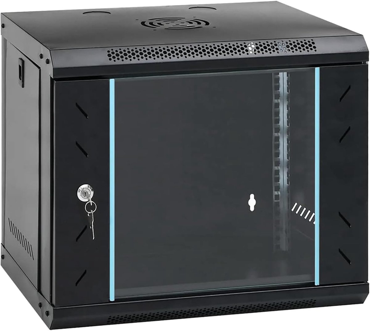 Netwerkkast 19 inch - Serverkast Rackkast - Netwerkapparatuur Organiseren - Afneembare Zijwanden - 53 x 40 x 45 cm - Zwart