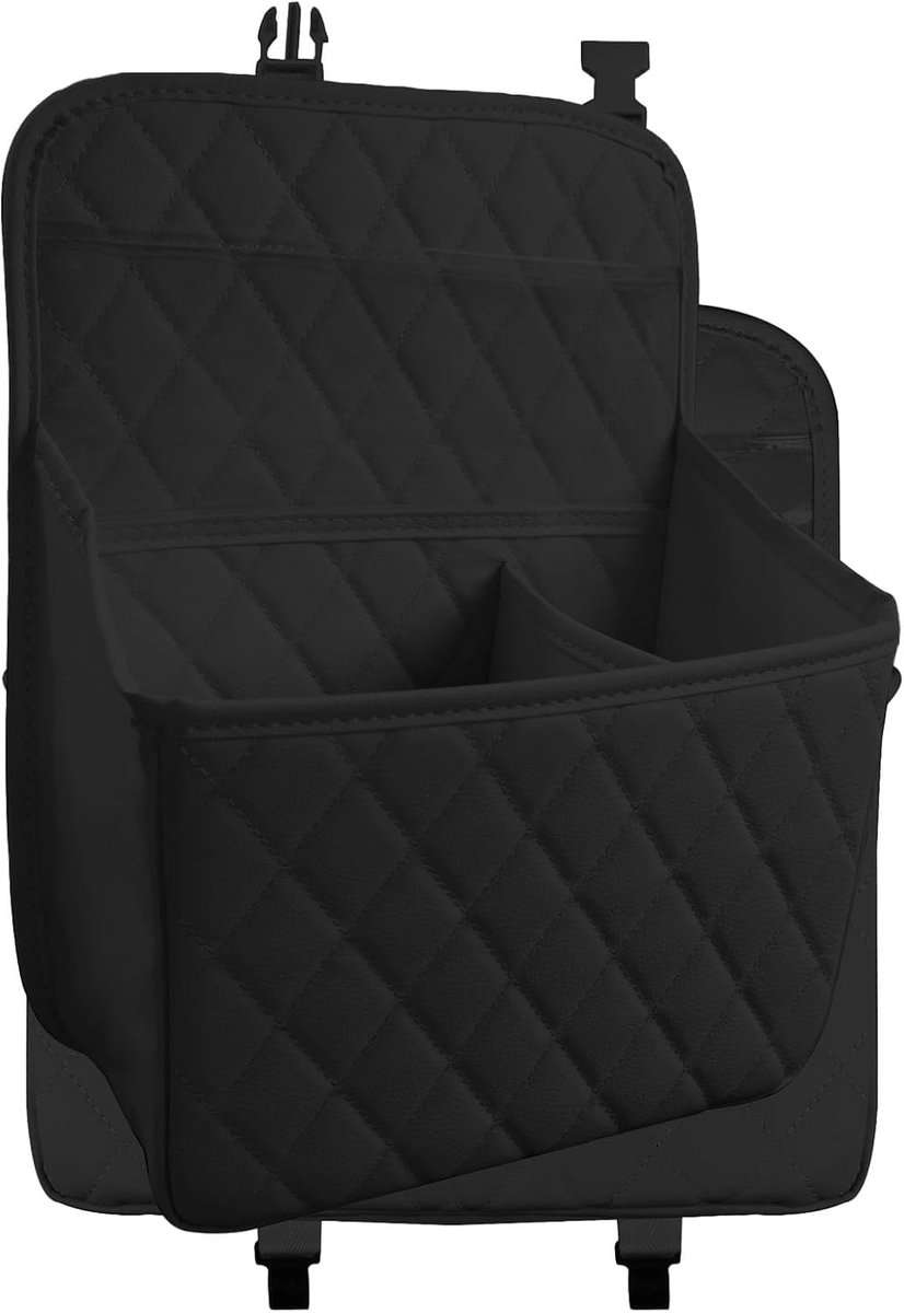 Autostoel Organizer - Auto Tas - Auto Opbergen - Transparant Telefoonvak - 34 x 34 cm - Zwart