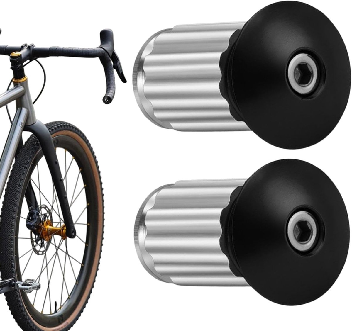 Stuureindkappen Aluminium - Handgreep Doppen - Fietsen Verbeteren - Beschermt Tegen Vuil - 1 Paar - Zwart