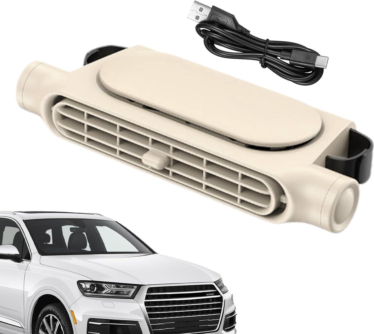 Elektrische Autoventilator - Achterbankkoeler - Comfortabele Autoritten - Verstelbare Windsnelheden - 175 x 75 x 34 mm - Rood