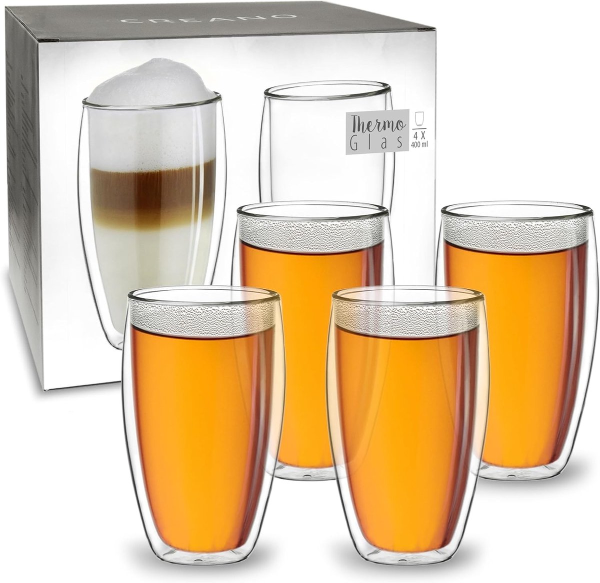 Dubbelwandige Glazen - Borosilicaatglas - Isolerend en Condensvrij - Set van 4 - Voor Koffie, Thee en IJsthee
