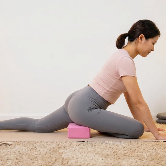 SnelShoppen - Yogablok Set van 2 - Antislip EVA Pilatesblok - Lichtgewicht Schuimblokken - Roze - Ideaal voor Yoga, Pilates, Fitness en Thuistraining van Snelshoppen — afbeelding 4