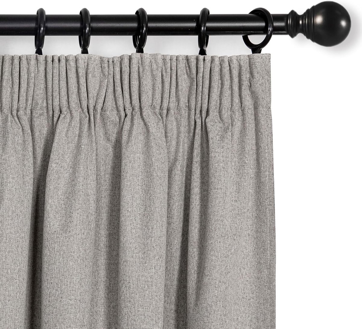 SnelShoppen - Opaque Thermische Gordijnen Set van 2 175 x 140 cm Zwartout Gordijnen voor Slaapkamer met Rimpelband voor Rail Systeem - Luxe Linnen Loo