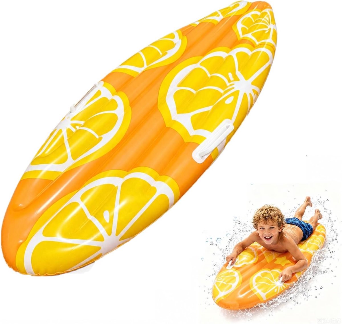Opblaasbare surfplank voor kinderen, bodyboard met handgreep, zwembadplank voor kinderen, 115 x 40 cm