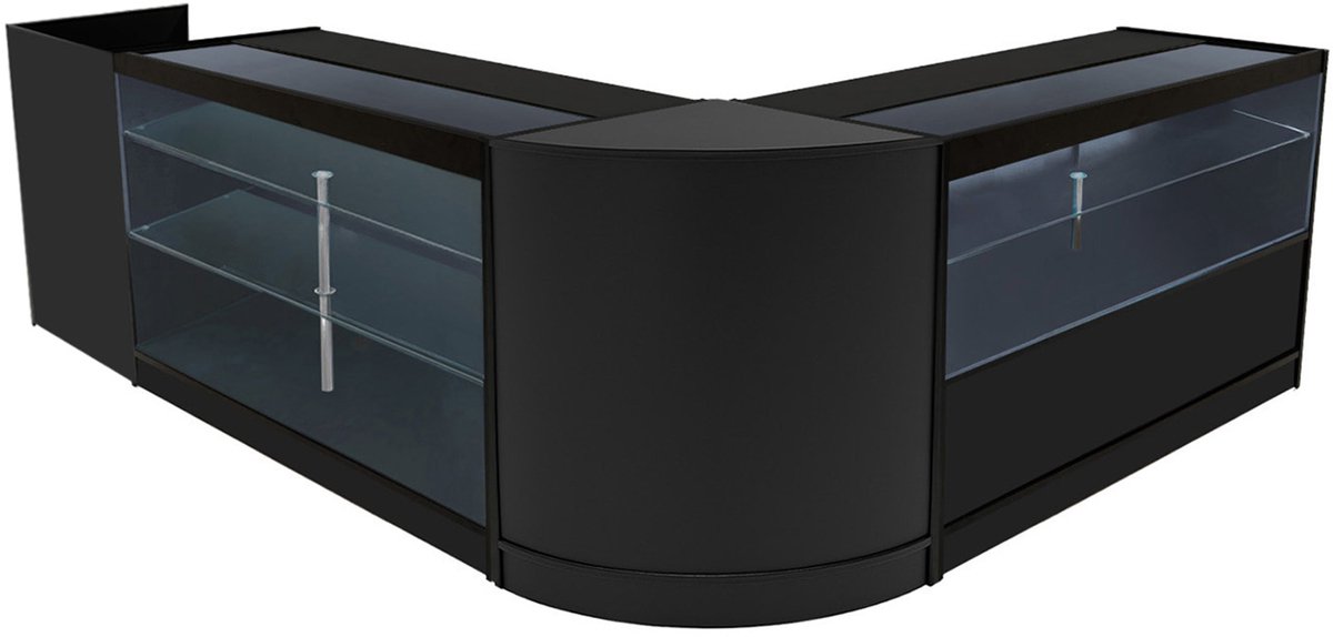 Vega led winkel toonbank set - zwart - 150/60cm - met led-licht