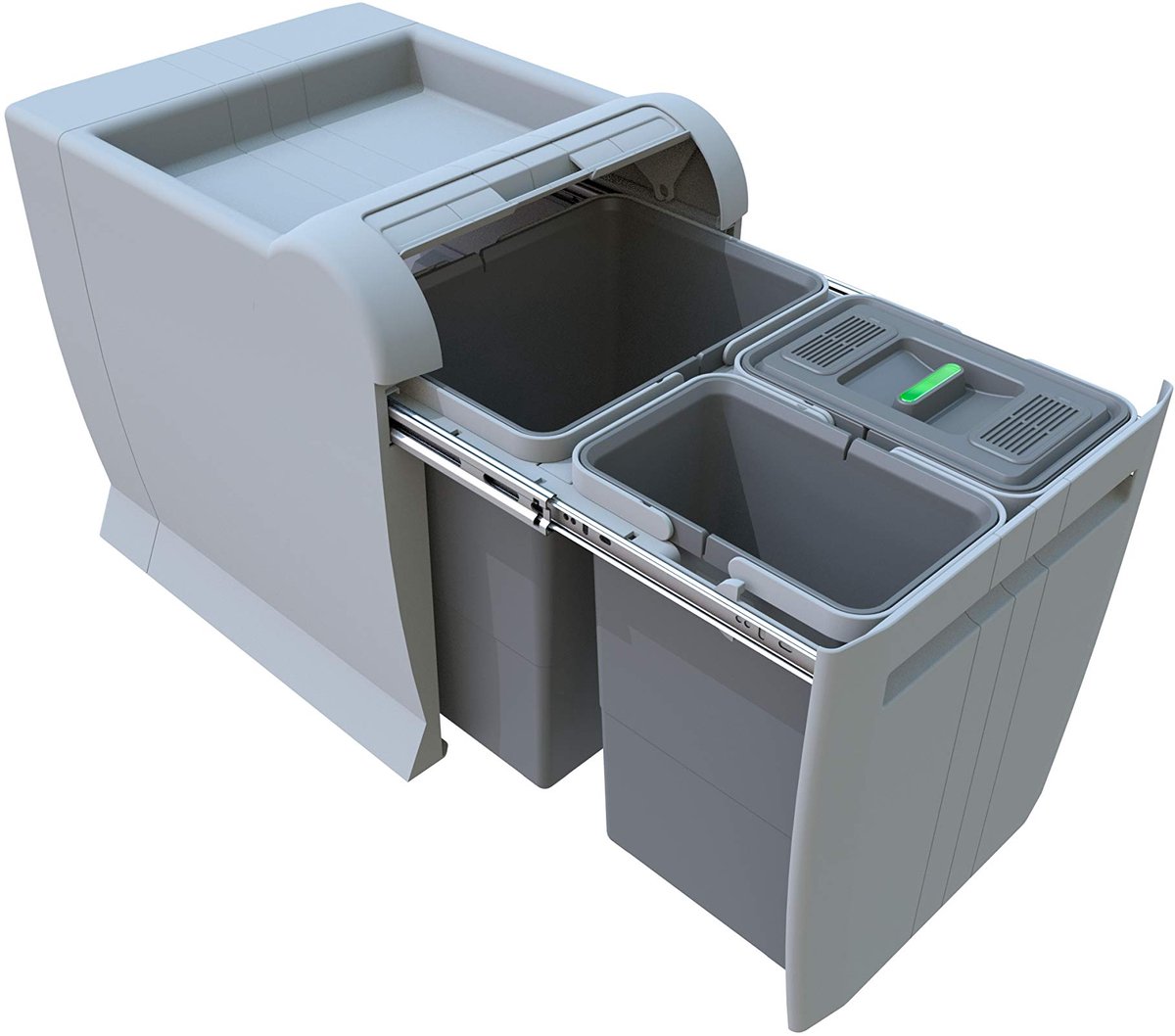SnelShoppen - Afvalemmer Uittrekbaar voor Afvalscheiding, Grijze 35 x 47 x 44 cm Keuken, Tuin, Feest, Duurzaam en Ruimtebesparend