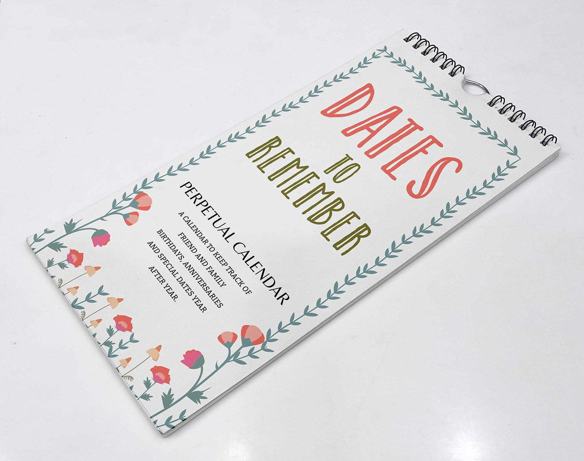 SnelShoppen - Inkdotpot Bloemen Rustieke Eeuwigdurende Kalender Muur Opknoping - Verjaardag Herinnering Kalender voor Speciale Evenementen - Perfect C