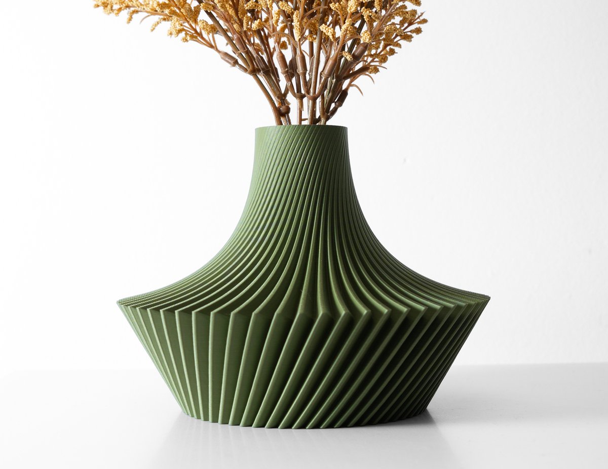 Skushy Vaas Kitanshort - Geschikt voor Bouwbloemen - Japandi Designvaas voor Droogbloemen en Kunstbloemen - Sculpturale Decoratieve Vaas - Moderne Woondecoratie