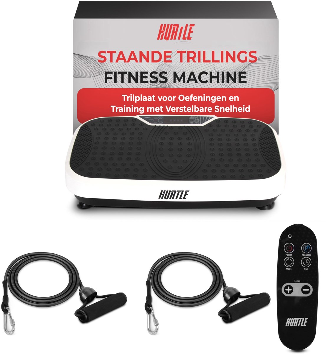 SnelShoppen - Hurtle Fitness Vibratieplatform - Compact Thuis Fitnessapparaat met Weerstandsbanden, Wielen, Afstandsbediening, Verstelbare Snelheid vo