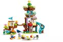 LEGO Duplo 3-in-1 boomhut speelgoedset met glijbaan, figuren en diertjes.