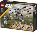 LEGO Star Wars 75345 501st Clone Troopers Battle Pack: witte en blauwe clone troopers met blasterwapens en een kanon.