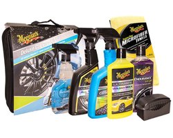 Meguiar's Deluxe Car Care Kit V2 - Auto schoonmaak set - Autoshampoo - Spraywax - Bandengel - Velgenreiniger - Glasreiniger /Ruitenreiniger - Microvezeldoek