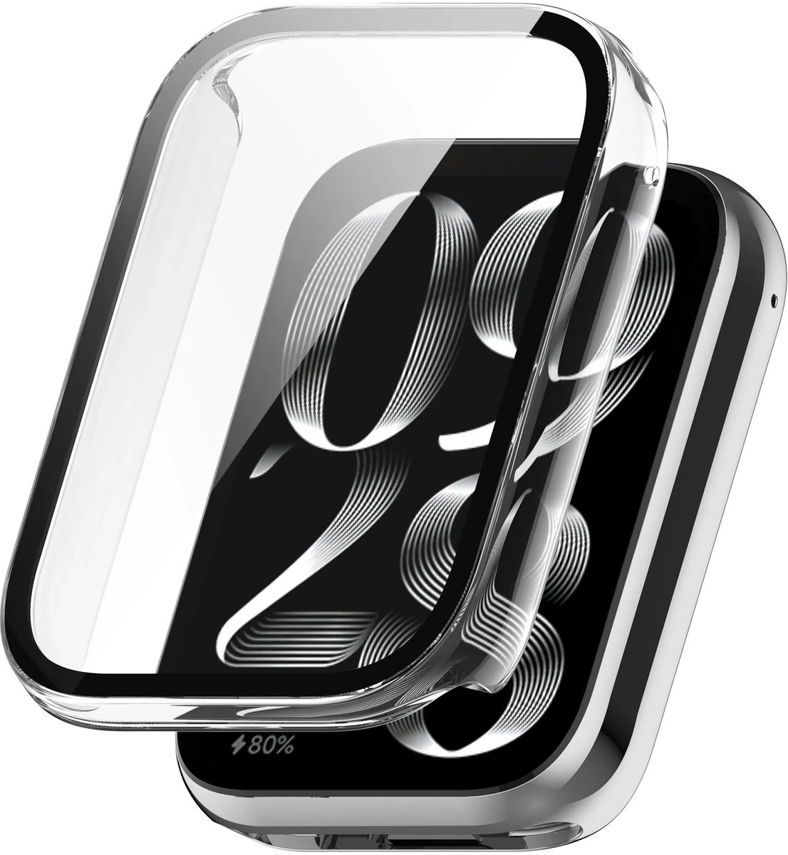 Strap-it hard case hoesje met glasplaat geschikt voor Xiaomi Smart Band Pro Ceramic (transparant) – stevige beschermcase met geïntegreerde screen protector – optimale kras- en stootbescherming voor je smartwatch