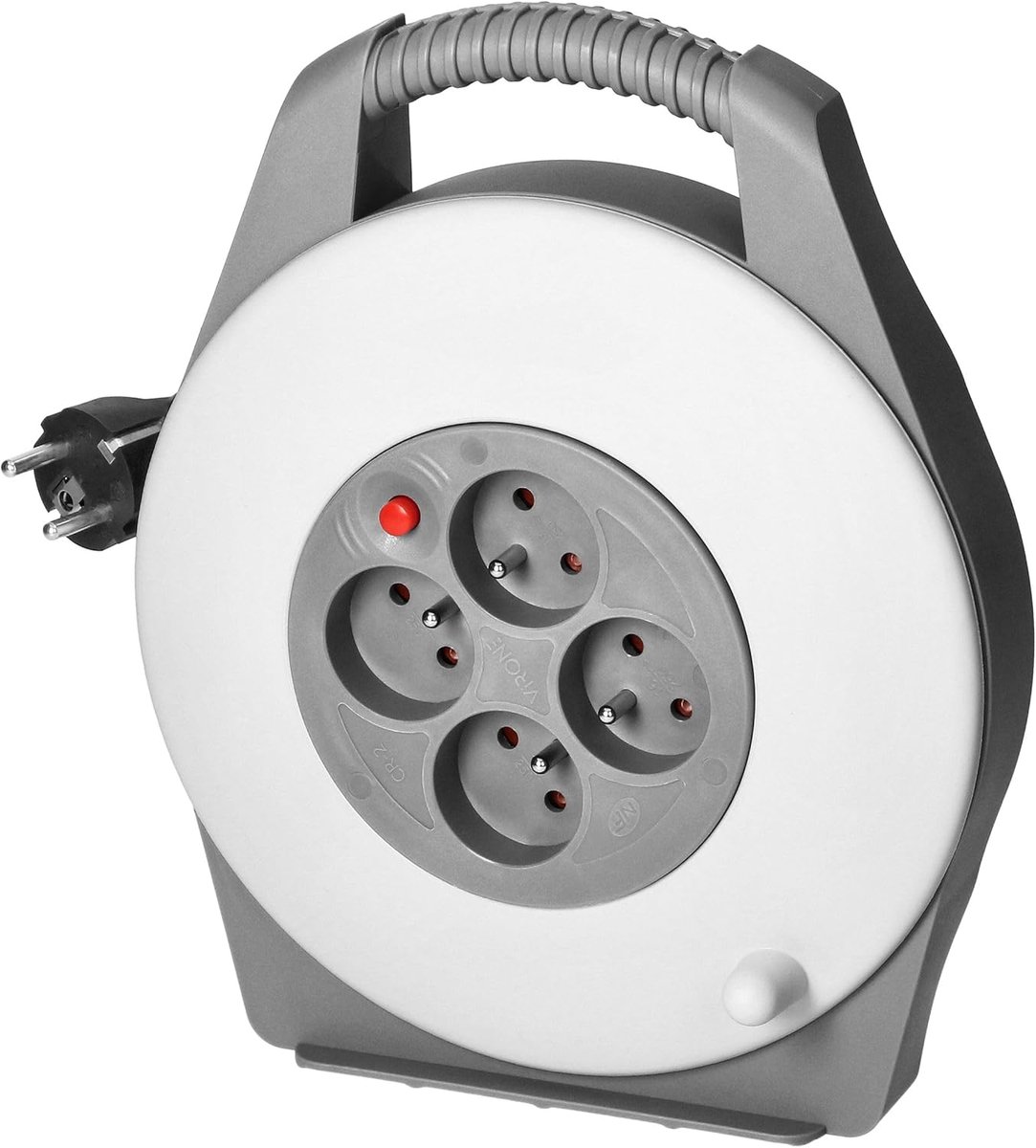 SnelShoppen - Miratic Kabelhaspel met 4 Stopcontacten - 10m PVC-Kabel H05VV-F 3x1mm2 - Franse Stopcontacten - Ideaal voor Tuin, Camping, Feest en Thui