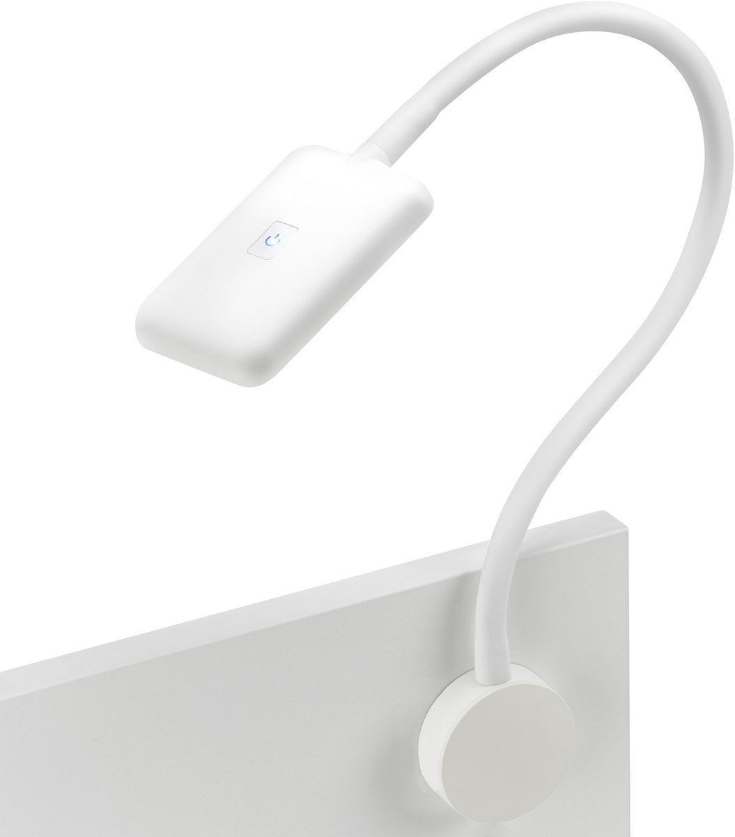 JUNKER Lighting LED Bedlamp / leeslamp FIORE wit met buigzame arm en touchsensor
