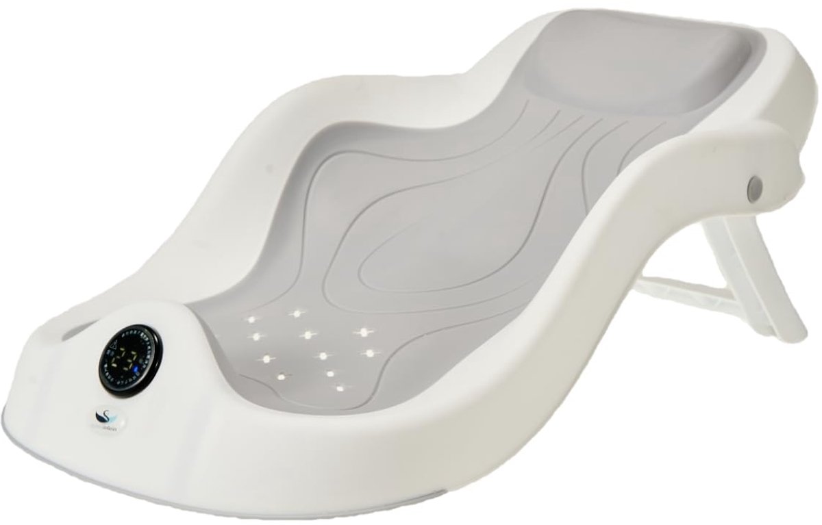 SnelShoppen - Ergonomische Badstoel voor Babybad - Grijze Badzitstoel met Verstelbare Rugleuning, Veilig en Comfortabel voor Kinderen, Ideaal voor Thu