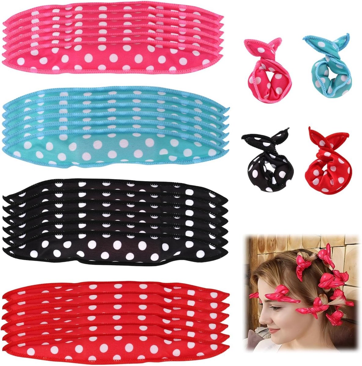 SnelShoppen - 24 stuks schuimrubberen krulspelden voor slapen, hitteloze haarrollers voor lang en medium haar, zachte spons krulspelden met draadkern