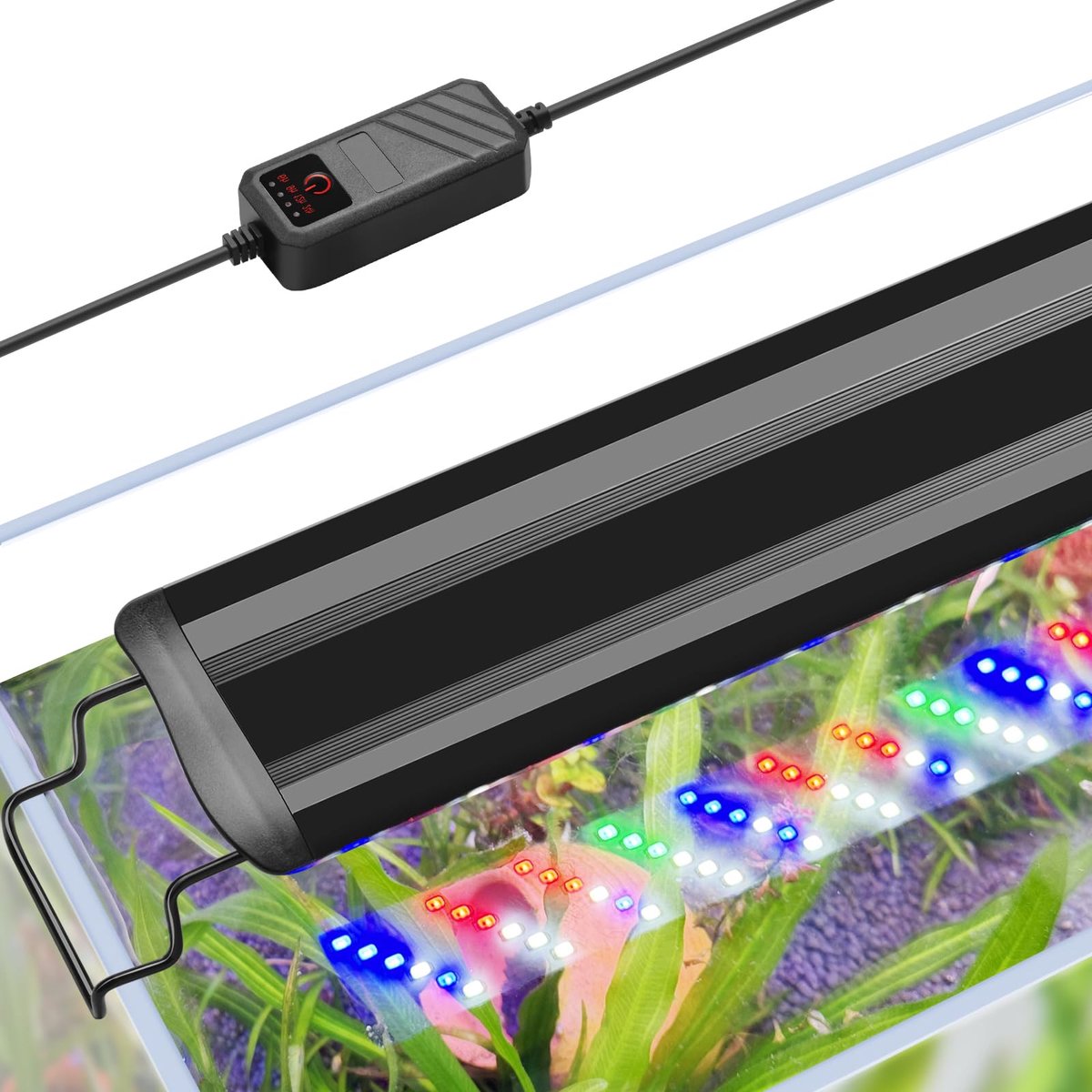 SnelShoppen - Aquarium LED Verlichting 40-60CM, Volledig Spectrum Plantverlichting met Timer, Uittrekbare Metalen Houder, Ideaal voor Vis en Planten A