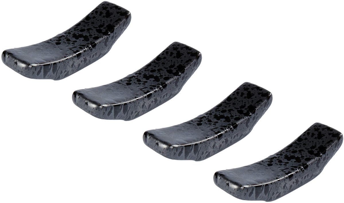 SnelShoppen - Eetstokhouder set van 4 keramische eetstokhouders, lepelhouder, vork, messenhouder - zwart - perfect voor keuken, feest, camping en kind