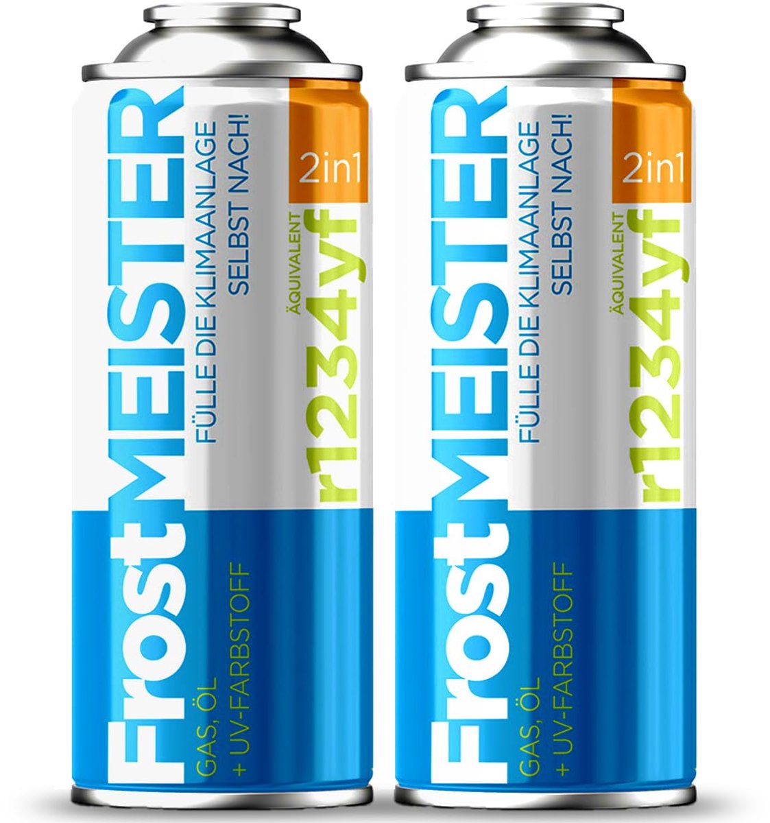 SnelShoppen - FrostMEISTER 2in1 Auto-klima-aanvulset R1234yf - 2X 400 ml Snelle, Eenvoudige & Milieuvriendelijke Aanvulling Incl. Compressor-Olie voor