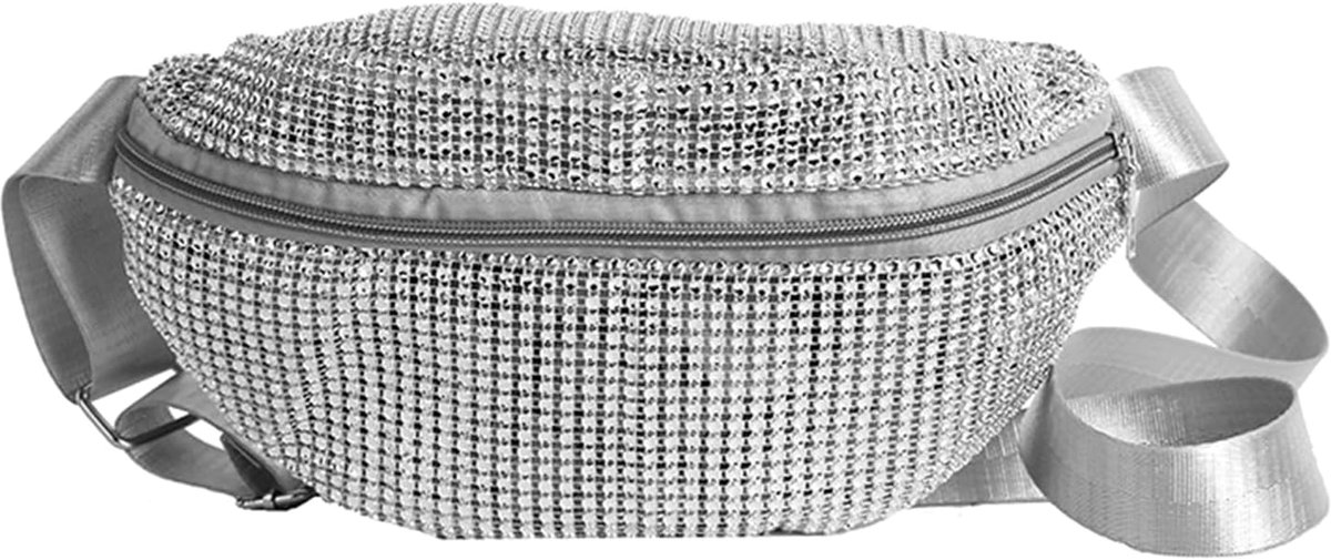 SnelShoppen - Dames Heuptas met Shiny Rhinestones, Verstelbare Band, Heuptas, Schoudertas, Fanny Pack voor Feest, Festival, Reizen, Zilver, Modern