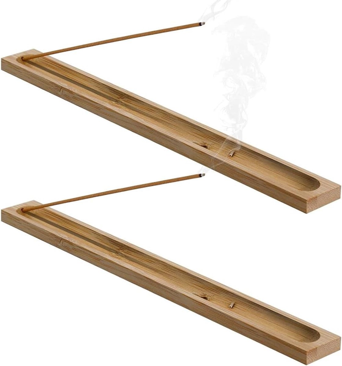 Incensestokhouder 2 stuks - Bamboe houten houder - Verstelbare hoek - Ideaal voor meditatie en yoga - ShopVlot